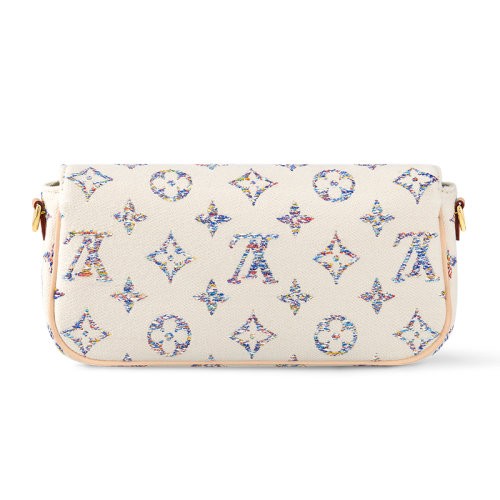 （新品包包）LV/路易威登 女士米白色织物品牌LOGO提花磁扣开合单肩包M83499
