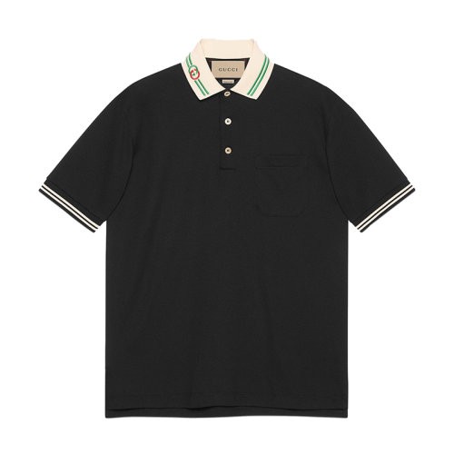 【服装】GUCCI/古驰 男士黑色棉质polo衫 658067XJDI21043